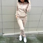 2pcs Women Casual Tracksuit Hoodie Sweatshirt Tops Pants Set Sports Sweat Suit