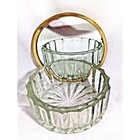 International Silver Gold Vanity Mirror Powder Jar Silver-plate Vtg 3 75 X 2-in