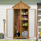 Petscosset Wood   Metal Outdoor Storage Cabinet With Waterproof Roof