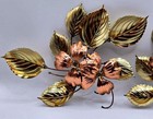 Vintage Mid-century Modern Mixed Metal Brass And Copper Floral Wall Art Set