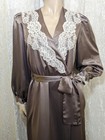 Vintage Christian Dior Satin Lace Pocketed Dressing Gown Robe S