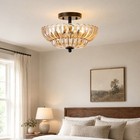 12  Vintage Amber Glass Ceiling Light Semi Flush Mount Fixture Entryway Bedroom