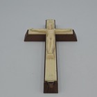 Vintage Style Jesus Crucifix Wall Cross 8  Ivory Plastic Faux Wood Religious