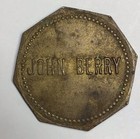 John Berry Antique Brass Octagonal Token Good For 2 1 2 Cent In Trade