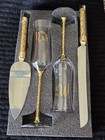 Sratte 4 Pcs Wedding Cake Knife And Champagne Flutes Server Set  Toasting Cry   