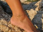 Double Heart Charm Adjustable Chain Anklet 925 Silver 14k Yellow Gold Plated 