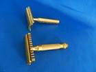 Lot 2 Vintage Gold-tone 3-piece Safety Razors - Gillette   Star W  Box Of Blades