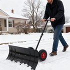 29 w Snow Shovel With Wheels  Heavy Duty Snow Pusher For Driveway   Snow Removal