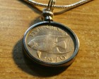1970 Bermuda Angel Fish Coin Charm On An 18kgf 24  White Gold Filled Round Chain