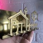 Vintage Brass Key   Mail Holder Wall Hanging Entry Way 5 Hooks - Stained