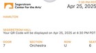 Hamilton At Segerstrom Costa Mesa  2  Orchestra Row U  Seat 5 6  4 25 25  7 30pm