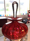 Glass Forge Perfume Bottle Signed 1999 Ruby Red With Clear Glass Dauber 5  Tall