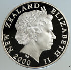 2000 New Zealand Elizabeth Ii Pied Cormorant Bird Proof Silver  5 Coin I101157