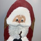 Vintage Christmas Wood Santa Handmade Hand Painted On Wood Santa