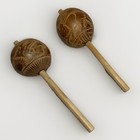 Vintage Hand-carved Maracas     Set Of 2 Musical Shakers