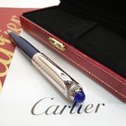 New Cartier Guilloche Decor Iced Blue Lacquer Ballpoint Pen Luxury Collection