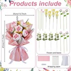 Infunly Crochet Flower Bouquet Pink Gradient Rose Crochet Flowers Handmade Knitt