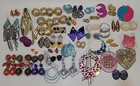 Vintage Earring Lot Of 47 Pairs Oversized Kitsch Drag Chunky Retro Dangle Button