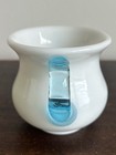 Vintage Fenton Aqua Crest Milk White Glass Blue Double Handled Sugar Bowl
