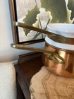 Vintage Copper Brass   Porcelain Double Boiler Pot Made In Portugal