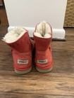 Ugg Kids Red Suede Shearling Button Boots