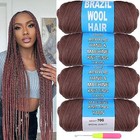 Brazilian Wool Hair Acrylic Yarn For African Crochet Braids 4 Roll 30 
