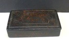 Antique Faux Tortoiseshell Paper Mache Trinket Tobacco Snuff Box Vintage