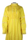 Vintage 60s Us Women   s L Xl Bright Yellow Cotton   Lace Long Sleeves Maxi Dress