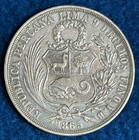 1865 Peru 1 Un Sol Y b Silver Coin  900 Circulated