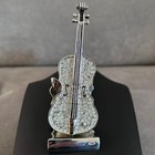 Vintage Silver Tone Violin Trinket Box Jewelry Organizer Hinged Cello Pill Case