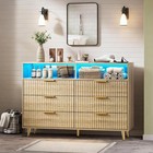       47 2   W 6 Drawer Dresser For Bedroom W led   Charging Station  Fluted Drawers