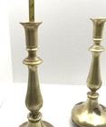 Pair Solid Brass Ornate Taper Candlesticks Footed 14    Tall Heavy Vtg Fireplace