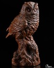 3 9  Wood Hand Carved Crystal Owl Sculpture  Crystal Healing