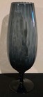 Blue Glass Vase Extra Large Mcm Excellent Condition 18 3 8  Tall