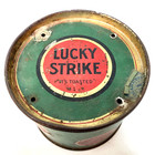 Vintage Advertising  Empty  Lucky Strike Round Tobacco Cigarette Tin  Free Ship