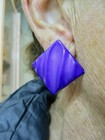Vintage Square Purple Metal Pierced Earrings