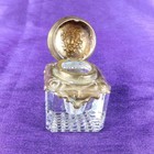 Small Cut Crystal Inkwell With Silver Overlay And Lid   22450