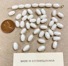 50 Vintage Czechoslovakian Glass White Opal 9x5mm  Quadrilateral Oval Beads G337