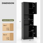 75  Tall Bathroom Storage Cabinet W  4 Doors   2 Open Compartments Freestanding
