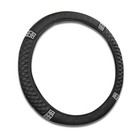 Bling Car Steering Wheel Cover  15 Inch Rhinestones Soft Leather Elastic Black