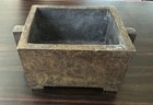 Heavy Antique Chinese Bronze Fang Ding Censer Xuande Mark Square Vessel -1974g