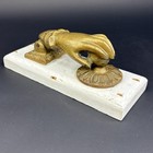 Vtg Victorian Hand Shaped Antiqued Brass House Door Knocker 9    Very Heavy