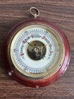 Vintage West Germany Wall Barometer Weather Station Wood Brass 4    Round