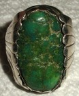 Vintage Signed Mb Navajo Great Green Turquoise Sterling Silver Ring Size 11 Vafo