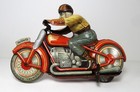 Technofix Ge 258 Racing Windup Motorcycle  4 Tin Litho Toy W box