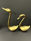 Vintage Pair Of Large Mid Century Modern Hollywood Regency Brass Swans 24  - 20 