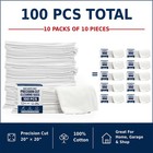 100 New White Knit T-shirt Cleaning Rags - 20x20 Precision Cut 10 Packs Bulk