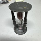 Vintage Pewter And Glass Sand Timer Hourglass Mini Hour Glass Pink Sand 3 1 4   