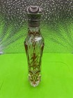  Antique Victorian Ruby Cut Glass Perfume Bottle W  Sterling Silver Repousse