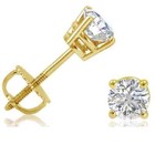 1 2ct Tw Round Real Natural Diamond Stud Earrings In 14k Yellow Gold Screw Backs